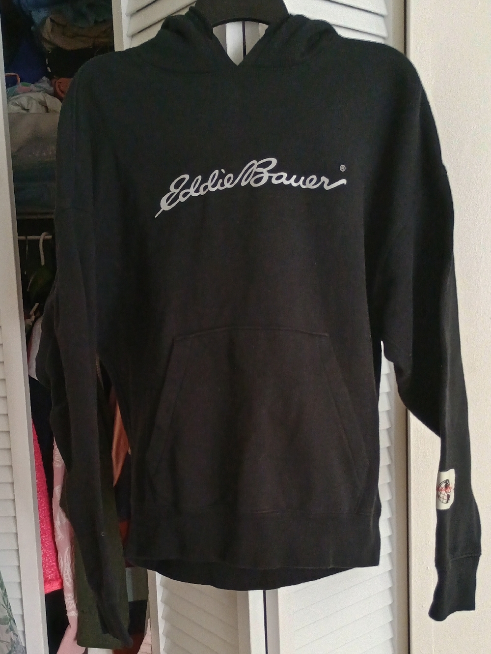 Eddie Bauer Black Pullover Hoodie with Script Logo
